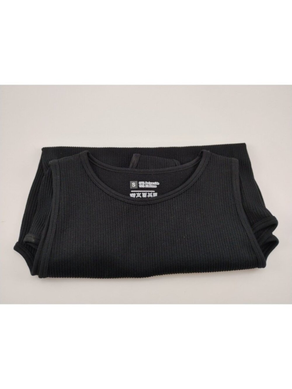 Black Ribbed Seamless Bodysuit Tank Top Stretch Fabric S - Picture 6 of 6